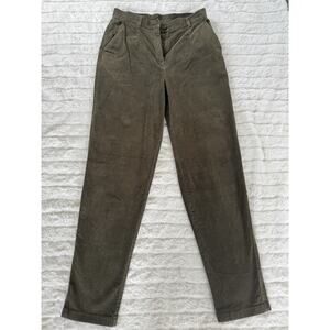 L.L. Bean Vintage Original Fit Corduroy Brown Pleated Dress Pants with Pockets